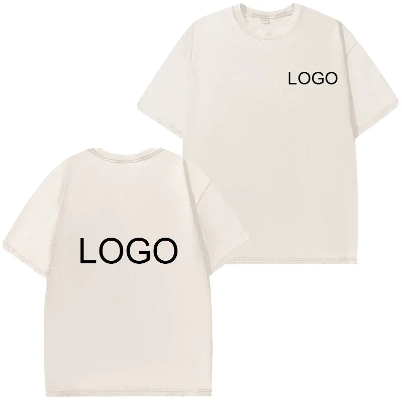 Vintage Washed T-shirt Custom Logo 100% Cotton High Quality Round Neck T-shirt Printing Design Casual Trend Tops Embroidery