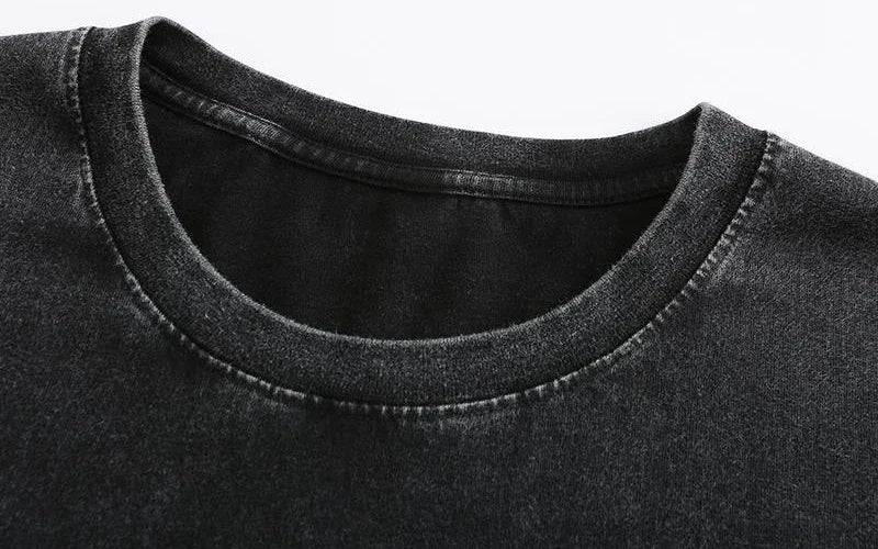 Vintage Washed T-shirt Custom Logo 100% Cotton High Quality Round Neck T-shirt Printing Design Casual Trend Tops Embroidery